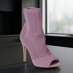 Catherine Malandrino Purple Knit Open Toe Stiletto Heel Knit Bootie